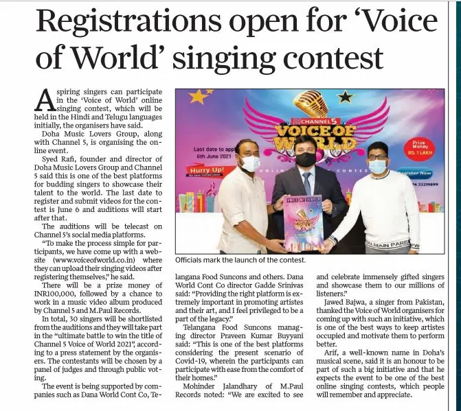 Gulf Times — Voice of World Singing Contest