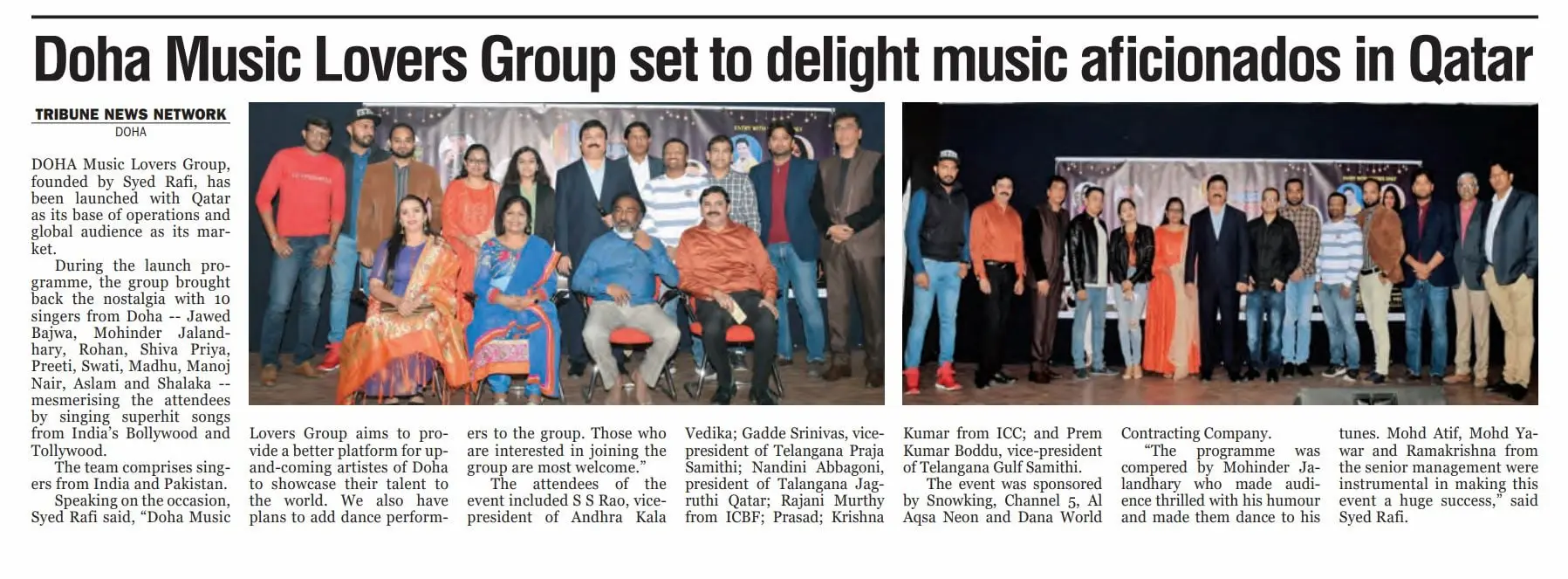 Qatar Tribune — Doha Music Lovers Group Launch
